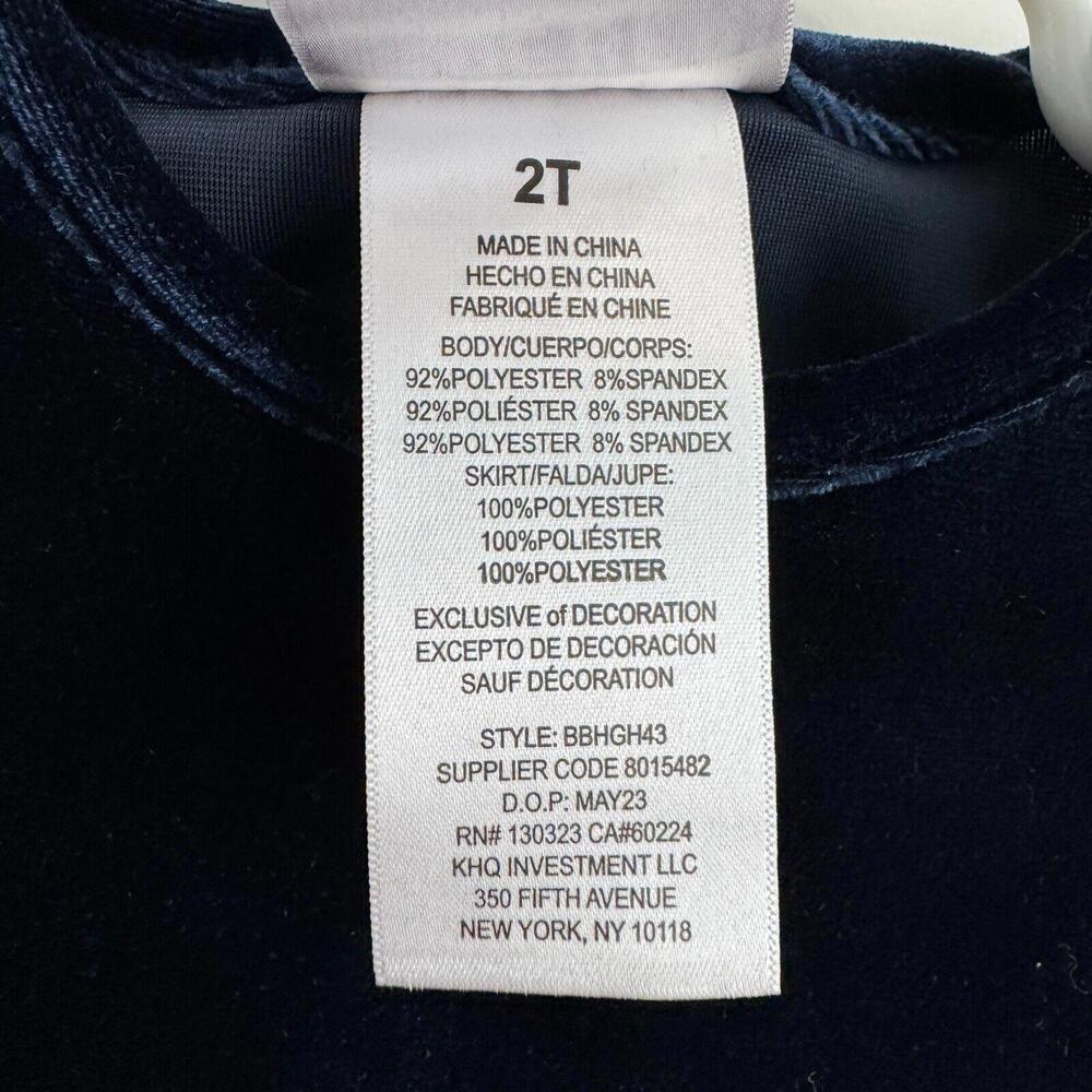 Blueberi Boulevard Toddler Girl’s Size 2T Navy Blue Silver Metallic Party Dress - Picture 3 of 8